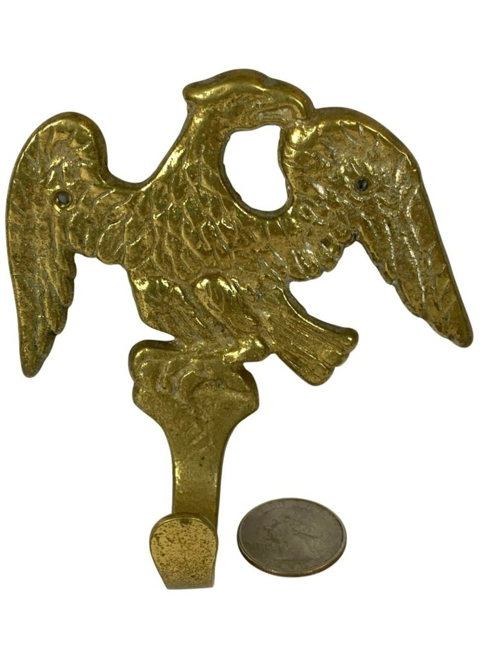 Vintage Antique Brass Eagle Wall Door Coat Hat Hook - Picture 5 of 5